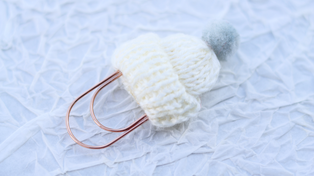 Rose Gold Paper Clip, Winter Beanie Planner Clip, Cream & Rose Gold Planner Clip, Bookmark Gift for Her, Personalize My Planner, Party Favor