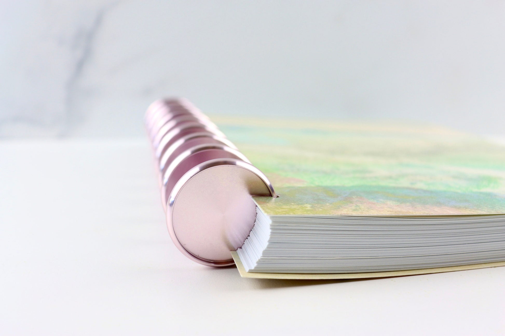 Deluxe Dot Grid Notebook, Rose Gold, Copper, Gold Discs, Misty Landscape, Book Notes, Bullet Journal, Reading Journal, Classic Happy Planner