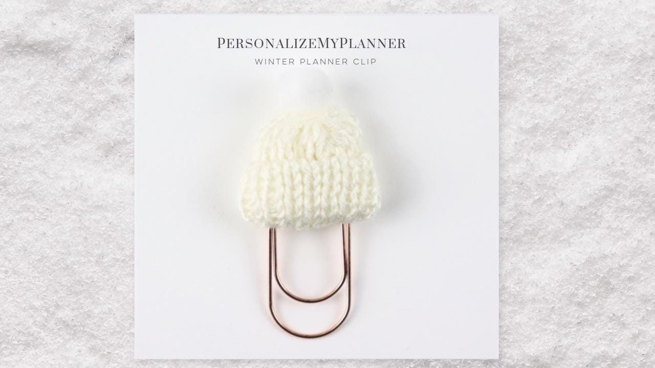 Rose Gold Paper Clip, Winter Beanie Planner Clip, Cream & Rose Gold Planner Clip, Bookmark Gift for Her, Personalize My Planner, Party Favor