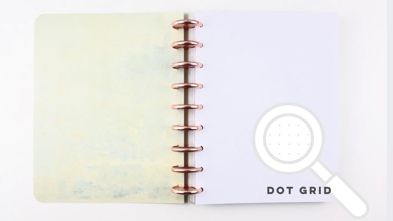 Deluxe Dot Grid Notebook, Rose Gold, Copper, Gold Discs, Misty Landscape, Book Notes, Bullet Journal, Reading Journal, Classic Happy Planner