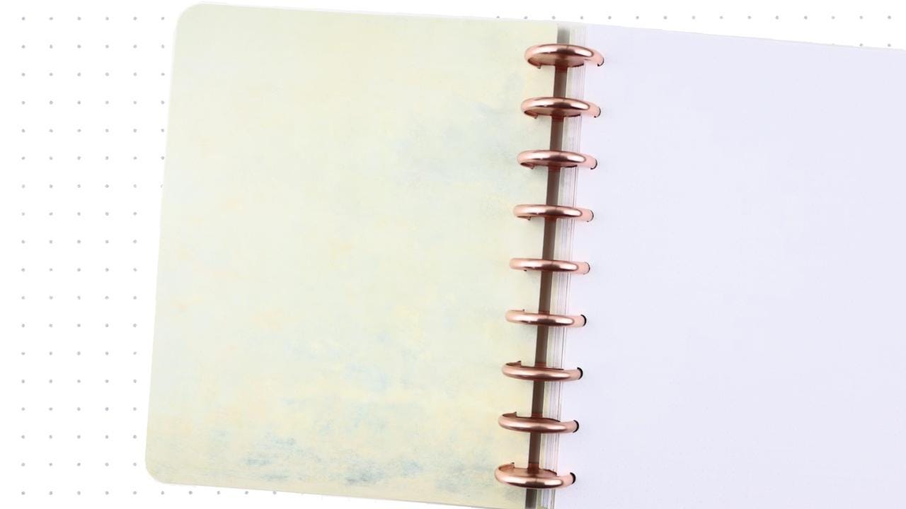 Deluxe Dot Grid Notebook, Rose Gold, Copper, Gold Discs, Misty Landscape, Book Notes, Bullet Journal, Reading Journal, Classic Happy Planner