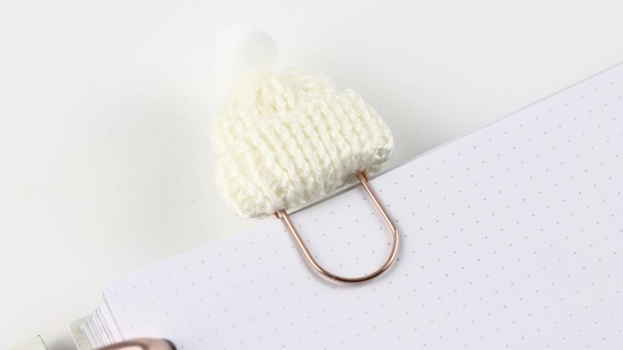 Rose Gold Paper Clip, Winter Beanie Planner Clip, Cream & Rose Gold Planner Clip, Bookmark Gift for Her, Personalize My Planner, Party Favor