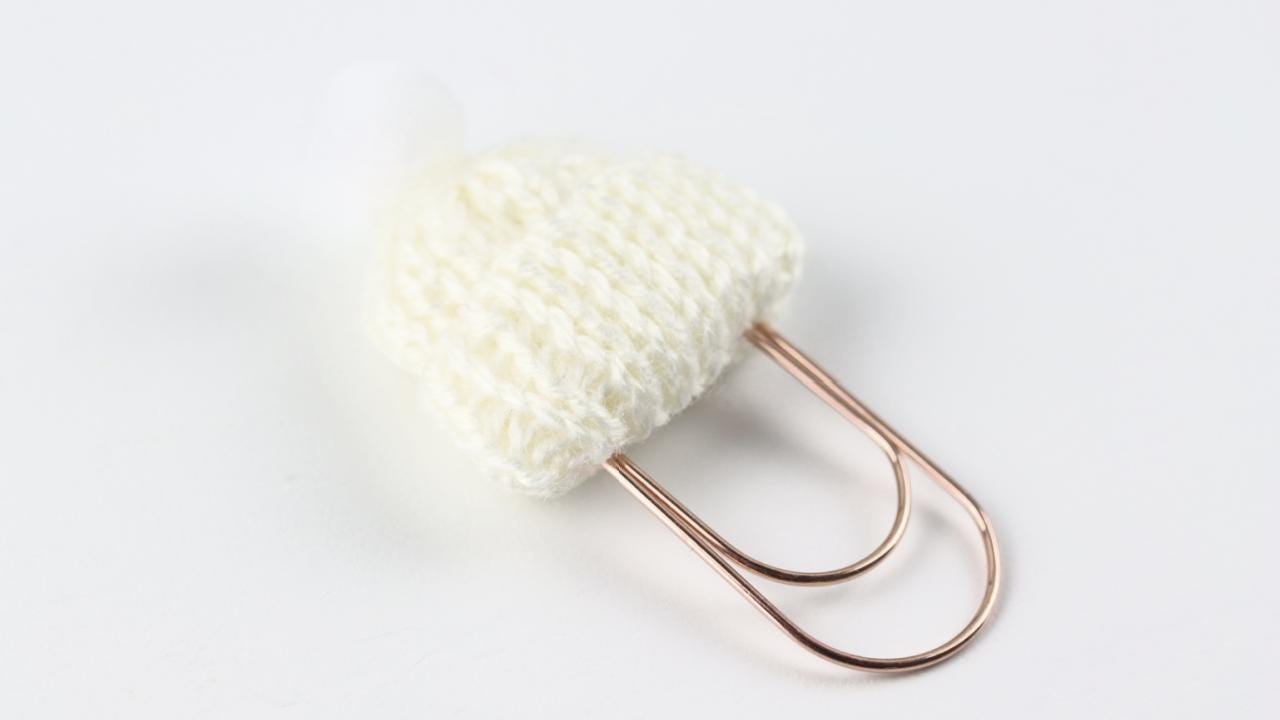 Rose Gold Paper Clip, Winter Beanie Planner Clip, Cream & Rose Gold Planner Clip, Bookmark Gift for Her, Personalize My Planner, Party Favor