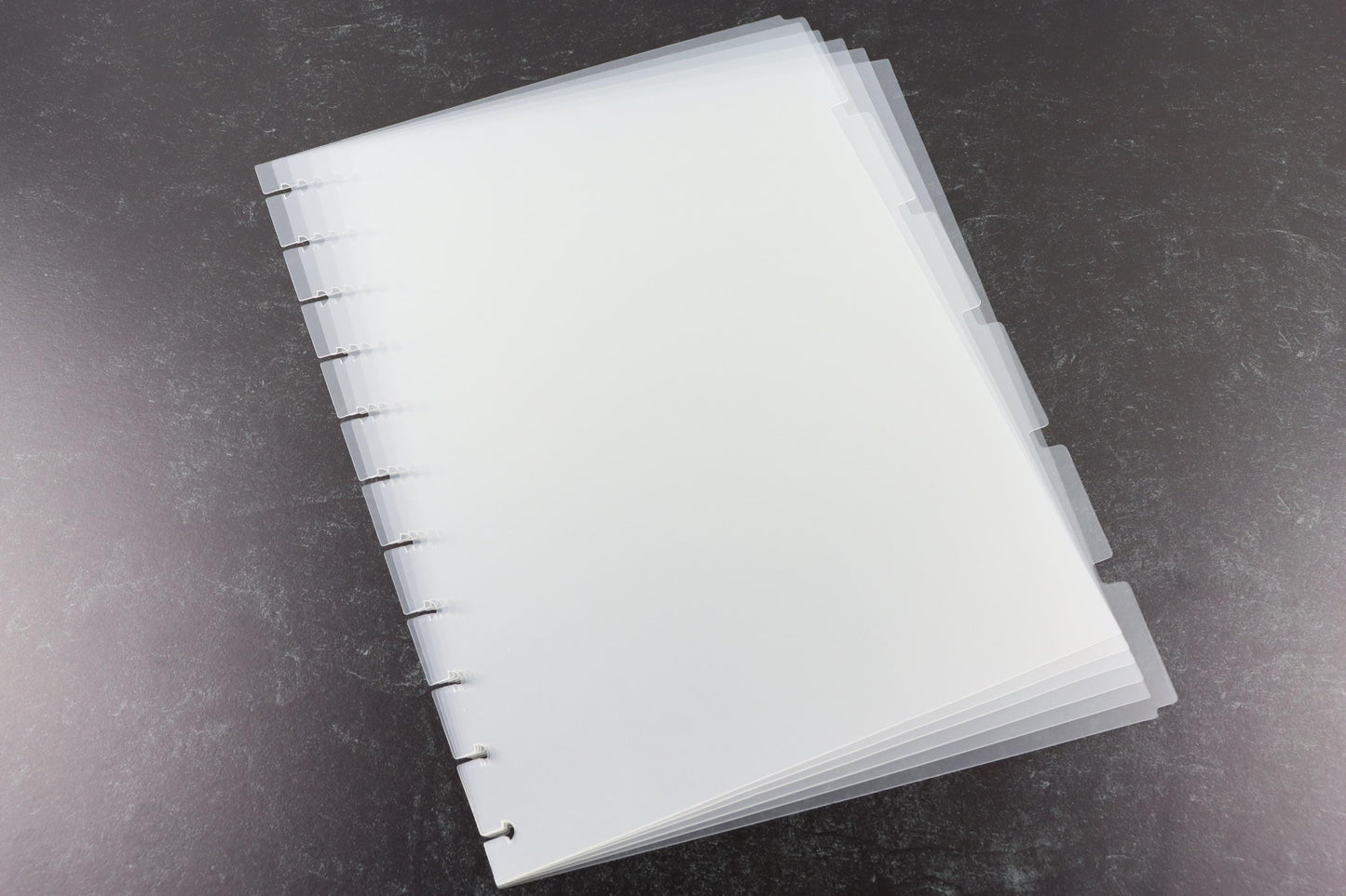8.5" x 11" Happy Planner Dividers, 6 Clear Dividers, Blank Side Tabs, frosted, Minimalist Discbound, disc, pre-punched plastic, Big Size
