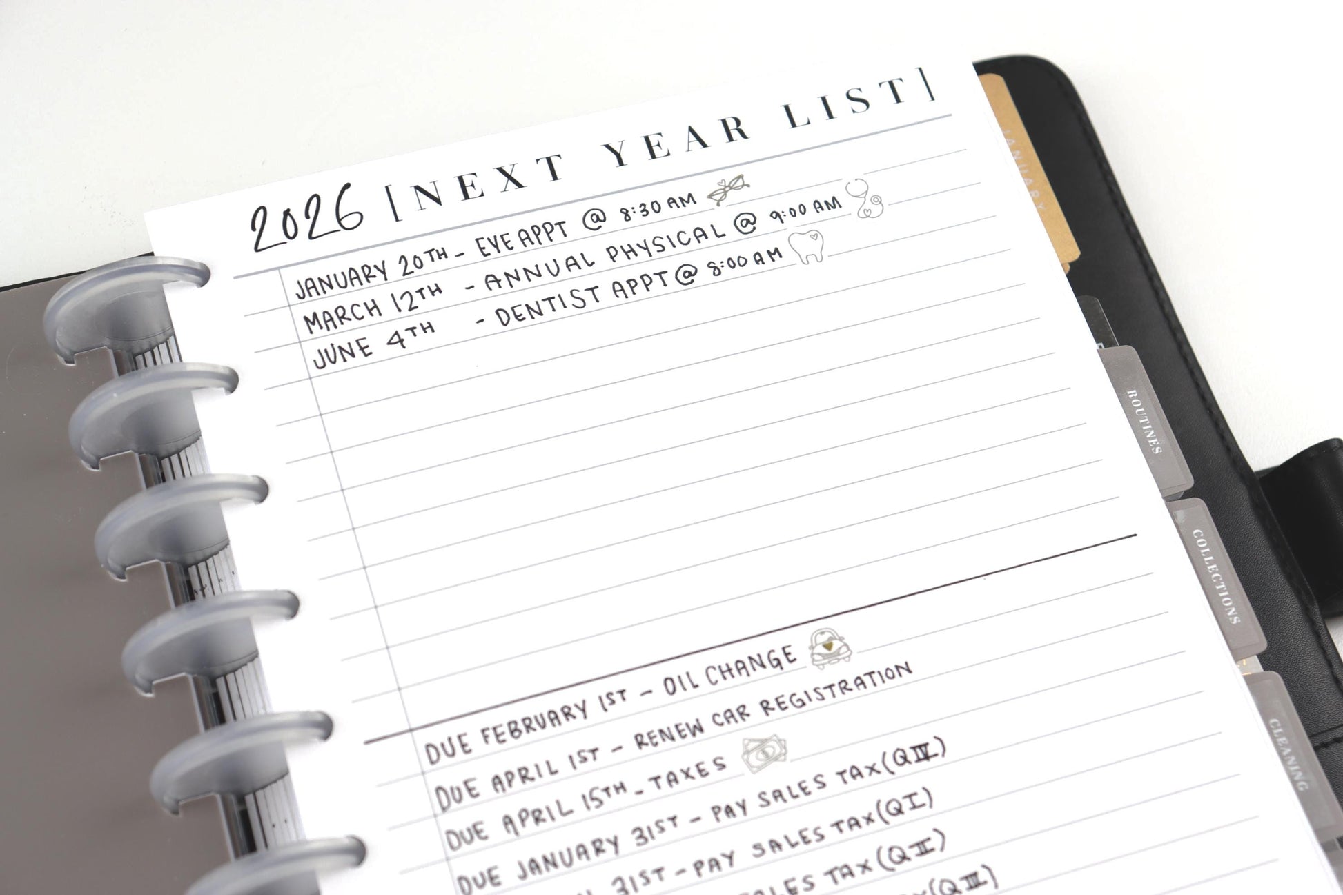 Planner Essentials Extension Pack, 22 Printed Pages, Classic Happy Planner, Someday Maybe, Routines, Home Maintenance, Pre-punched, Disc