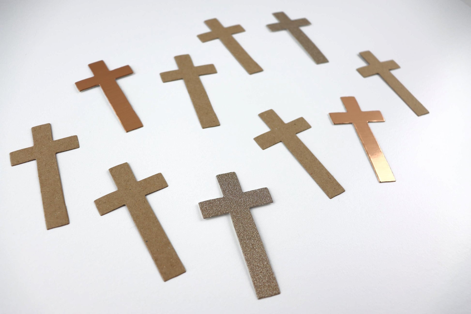 10 Christian Crosses, Die Cuts, Junk Journal, Copper, Rose Gold, Kraft, Memory Keeping, Scrapbooking, Faith Journal, War Binder