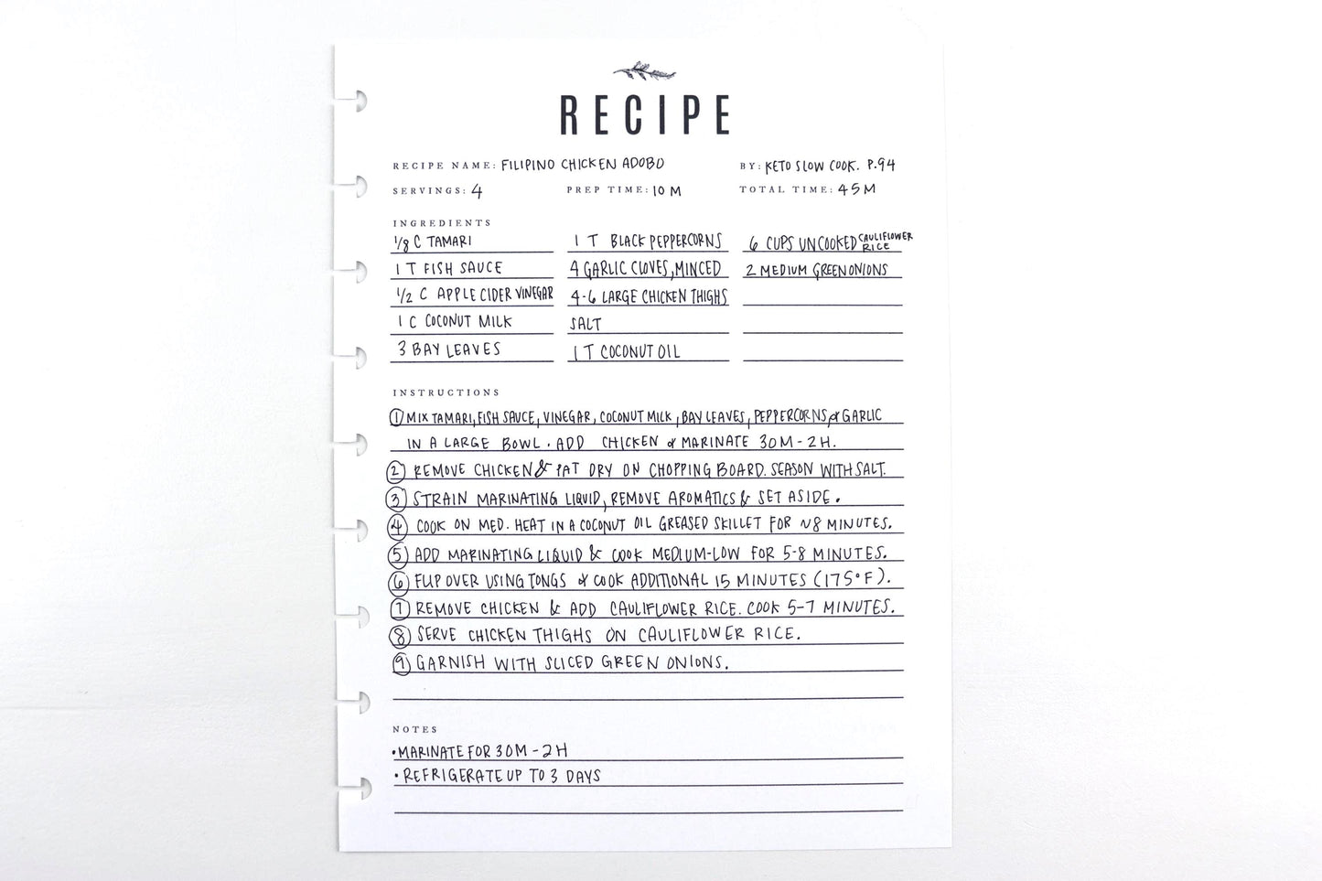 11 Short Recipe Pages, 22 Recipes, Recipe Journal, Meal Planner, Recipe Book, Cook Book Binder, Classic Happy Planner, Gift, Birthday, Wife