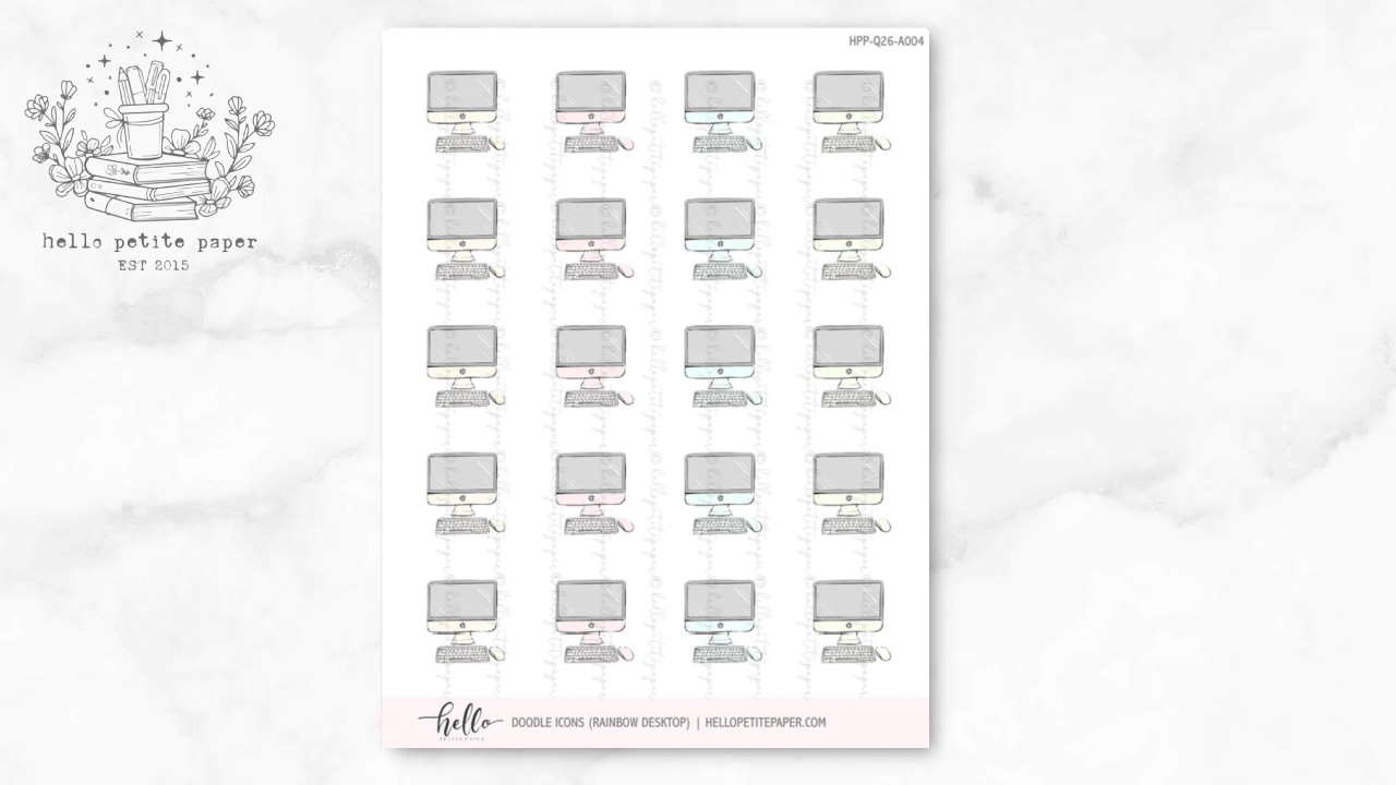 Desktop Doodle Icon Functional Stickers | LOW INVENTORY | hand-drawn planner stickers by Hello Petite Paper