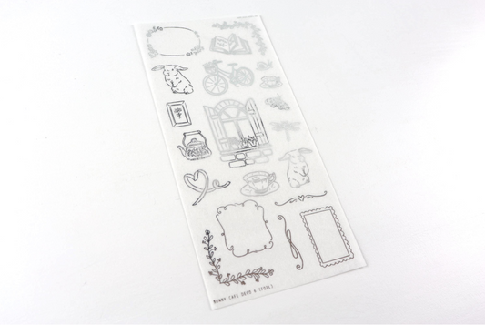 Bunny Cafe - Deco stickers (FOILED deco) | LOW INVENTORY | hand-drawn planner stickers by Hello Petite Paper