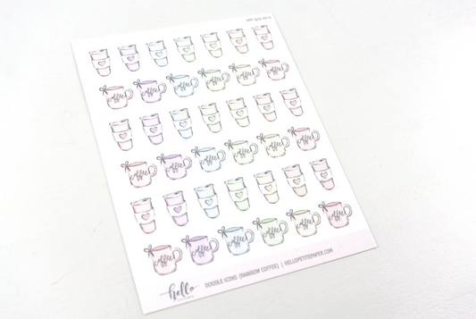 Coffee Doodle Icon Functional Stickers | LOW INVENTORY | hand-drawn planner stickers by Hello Petite Paper