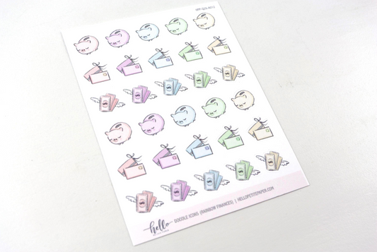 Finance / Budget Doodle Icon Functional Stickers | LOW INVENTORY | hand-drawn planner stickers by Hello Petite Paper