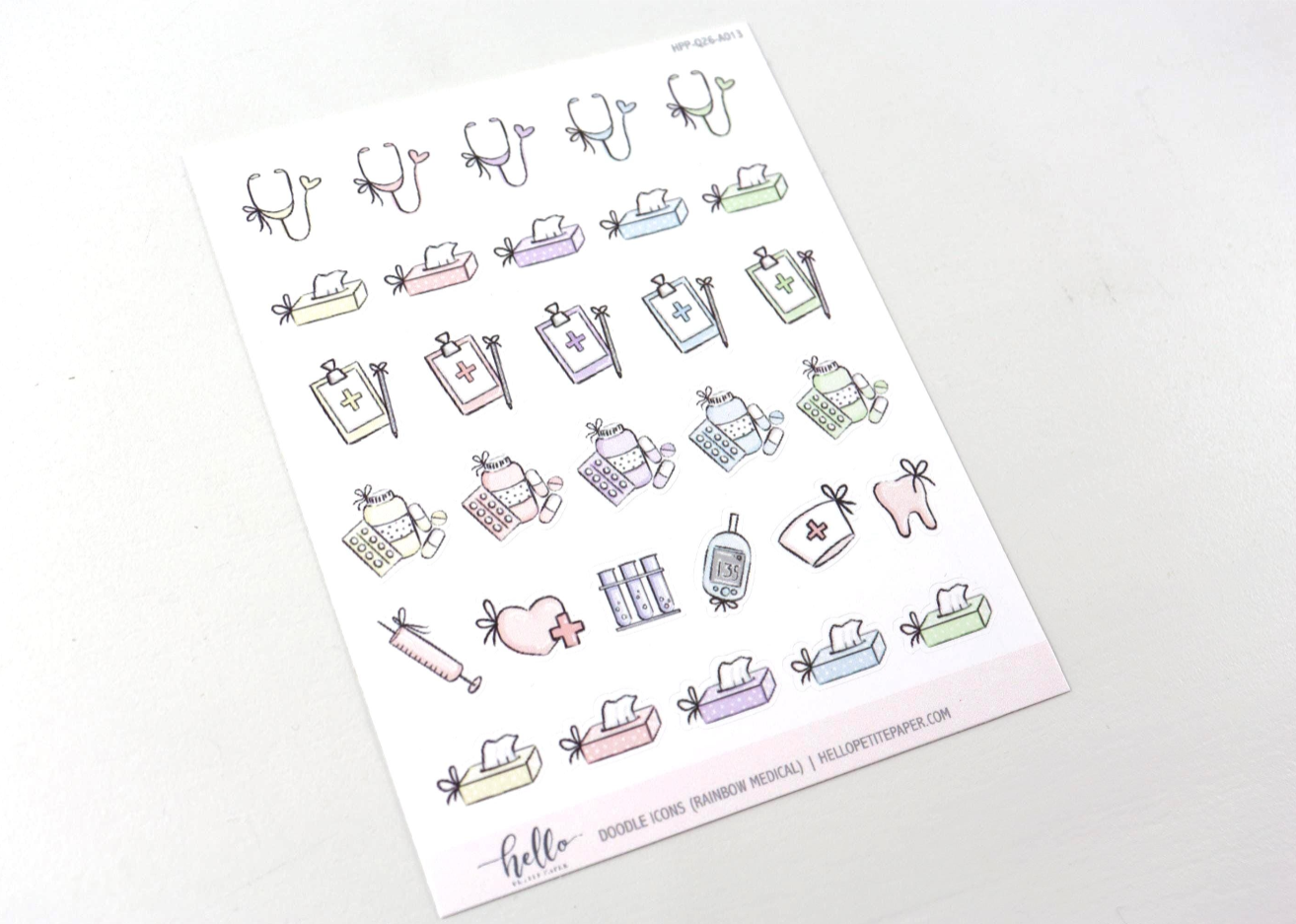 Medical Doodle Icon Functional Stickers | LOW INVENTORY | hand-drawn planner stickers by Hello Petite Paper