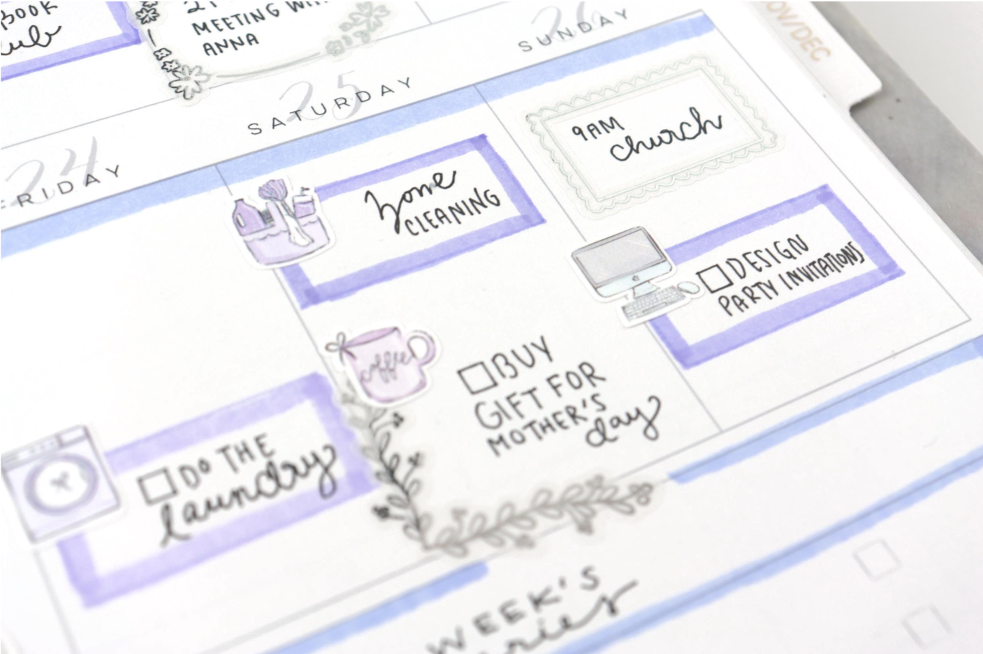 Bunny Cafe - Deco stickers (FOILED deco) | LOW INVENTORY | hand-drawn planner stickers by Hello Petite Paper
