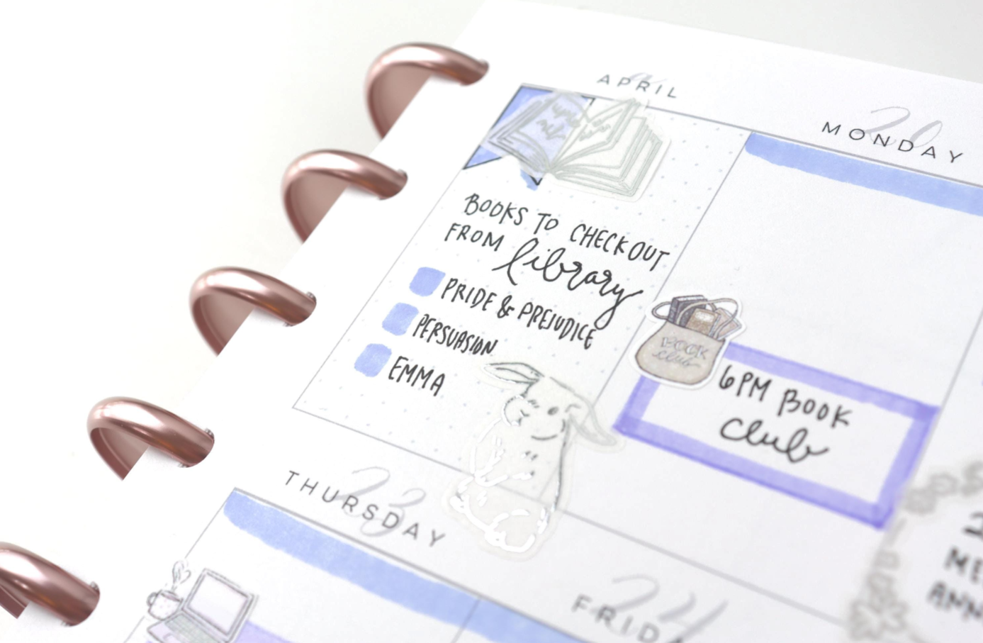 Bunny Cafe - Deco stickers (FOILED deco) | LOW INVENTORY | hand-drawn planner stickers by Hello Petite Paper
