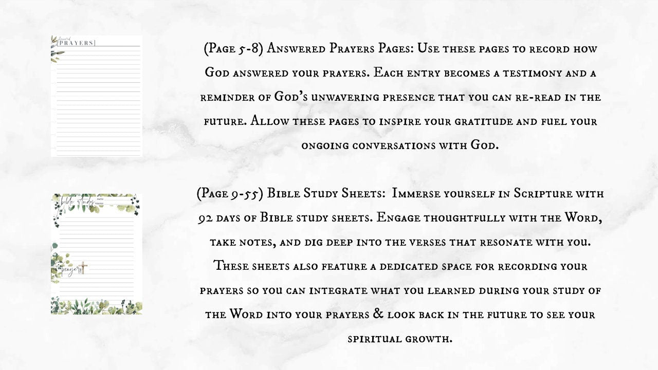 Faith Journal, 103 Printed Pages, Classic Happy Planner, Bible Study, Prayer Journal, Planner inserts, Pre-punched, Disc, War Binder Sheets