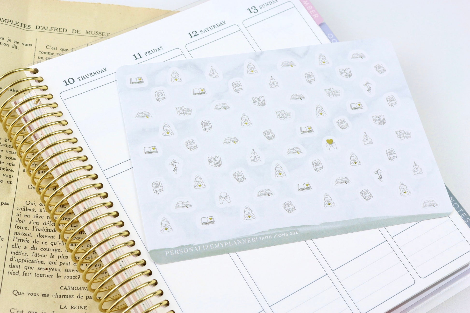 Gold, Faith Planner Stickers, Daily Faith Planner, Christian a5 planner, Happy Planner printed, Bible Journal, Biblestudy gift