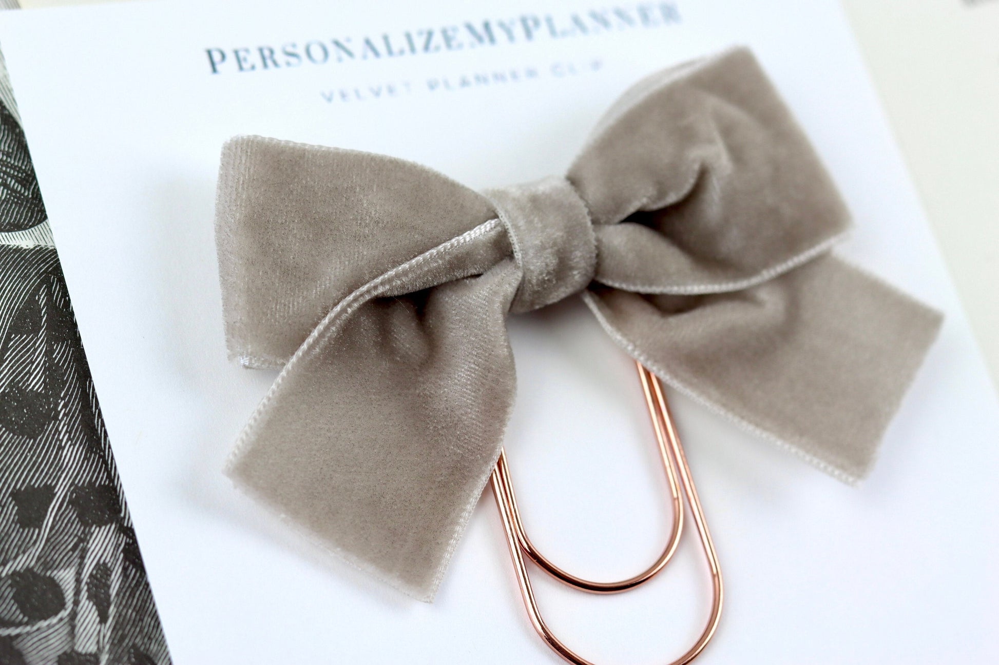 Rose Gold Paper Clip, Velvet Bow Planner Clip, Rose Gold Planner Clip, Bookmark Gift for Her, Personalize My Planner, Party Favor