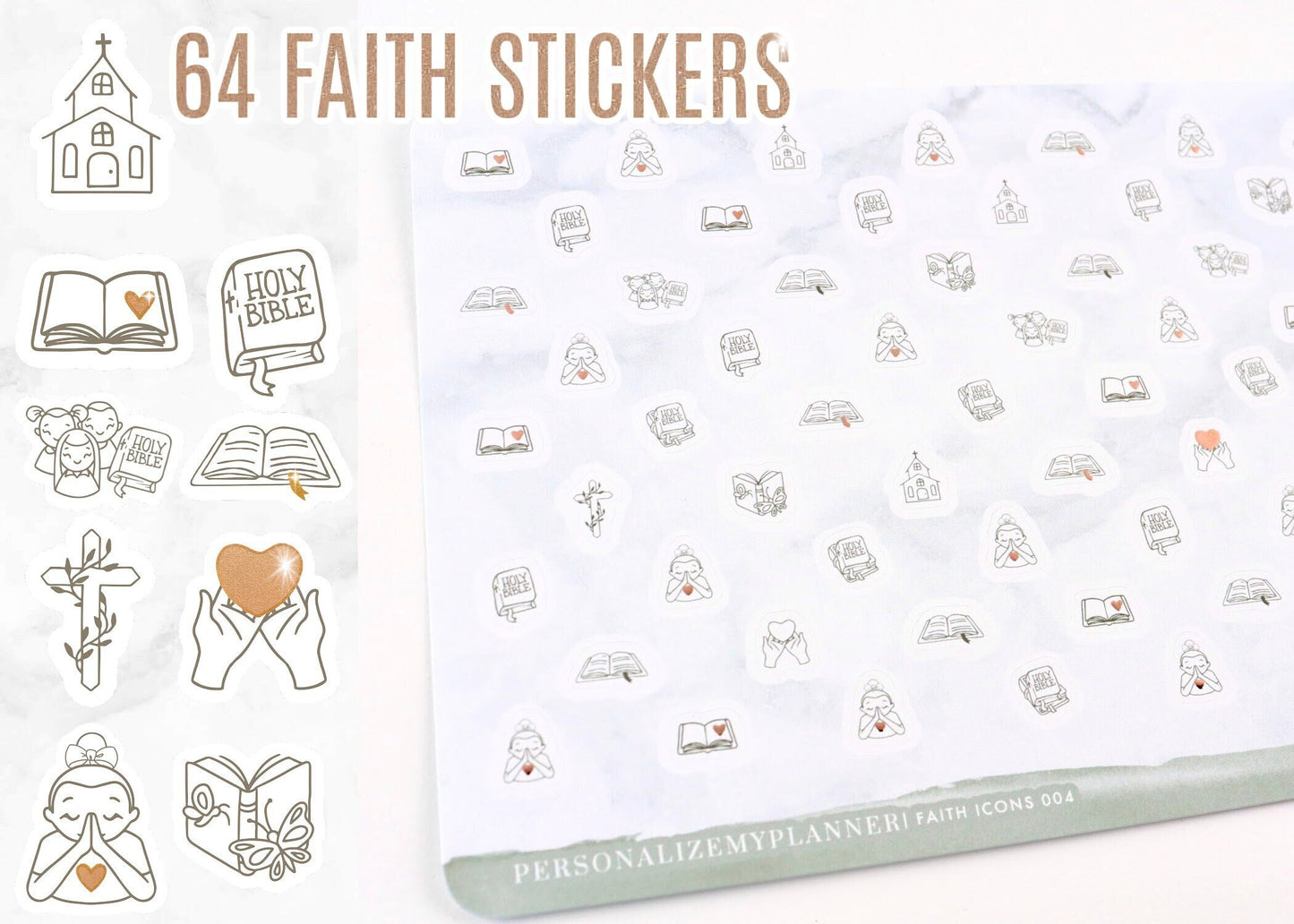 ROSE GOLD, Faith Planner Stickers, Bible Journaling, Church, Bible Study, Christian a5 planner, Happy Planner printed, Biblestudy gift