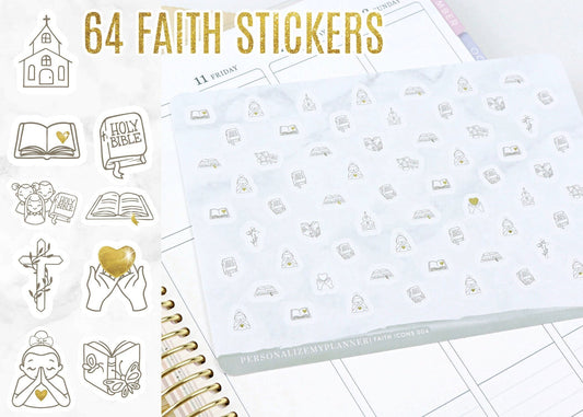 Gold, Faith Planner Stickers, Daily Faith Planner, Christian a5 planner, Happy Planner printed, Bible Journal, Biblestudy gift