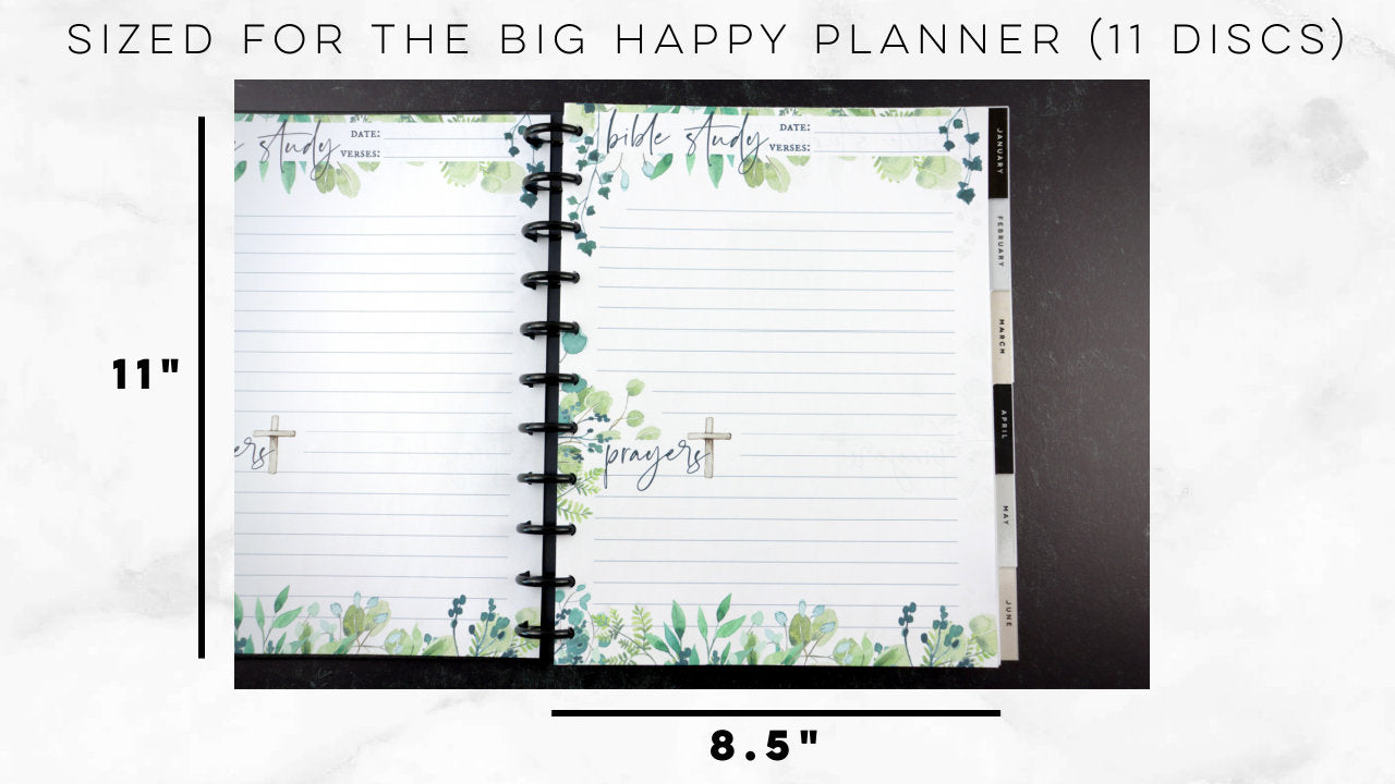 Big Happy Planner Bible Study Pages, 8.5" x 11", 46 or 92 Printed Pages, Christian planner inserts, Faith Planner, War Binder, Prayer