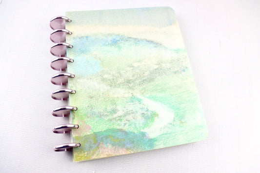 Deluxe Notebook, Rose Gold Discs, Misty Landscape, Printed Lined, Book Notes, Metal Discs, Reading Journal, Classic Happy Planner Size