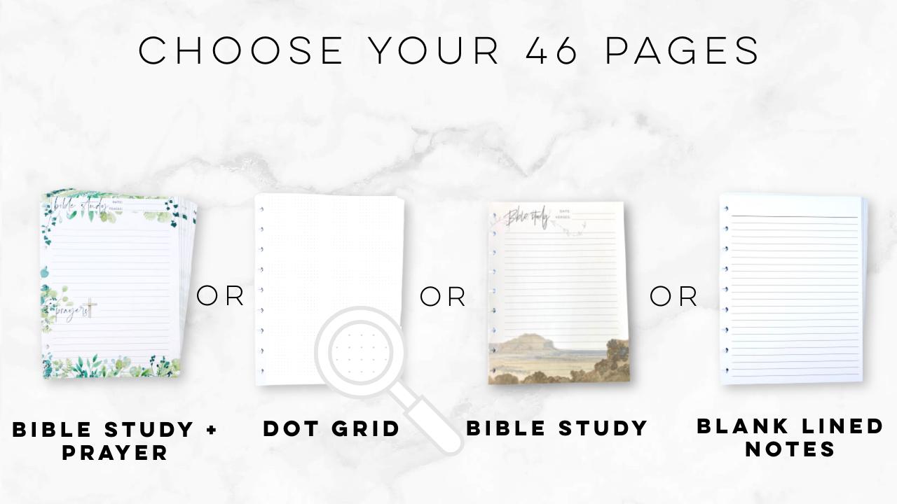 Faith Journal, 99 Printed Pages, Classic Happy Planner, Bible Study, Prayer Journal, Planner inserts, Pre-punched, Disc, War Binder Sheets