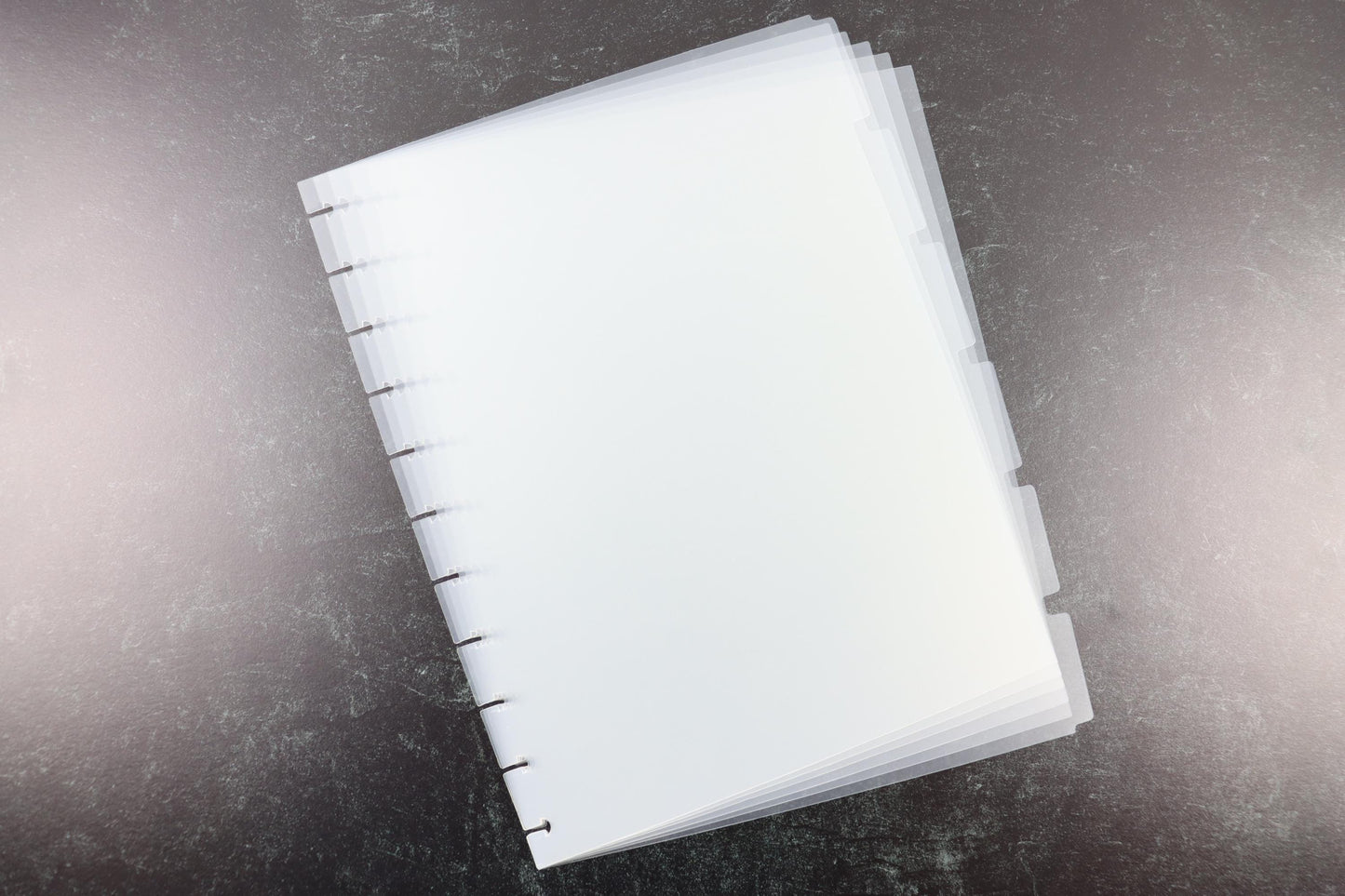 8.5" x 11" Happy Planner Dividers, 6 Clear Dividers, Blank Side Tabs, frosted, Minimalist Discbound, disc, pre-punched plastic, Big Size