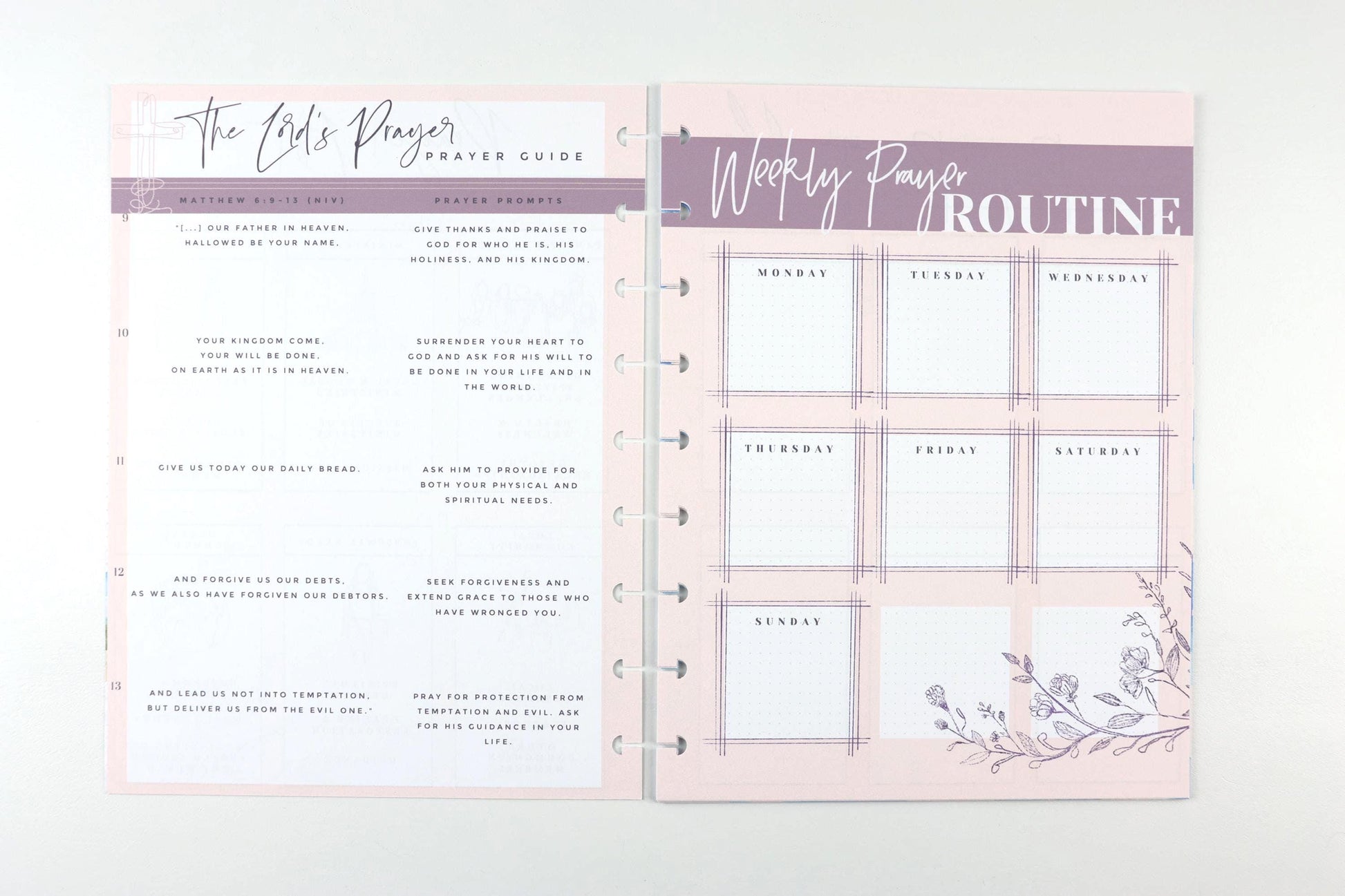 Prayer Journal Extension Pack, 15 Printed Pages, Classic Happy Planner, Prayer Requests, Bible Verses, Faith, Pre-punched, Disc, War Binder