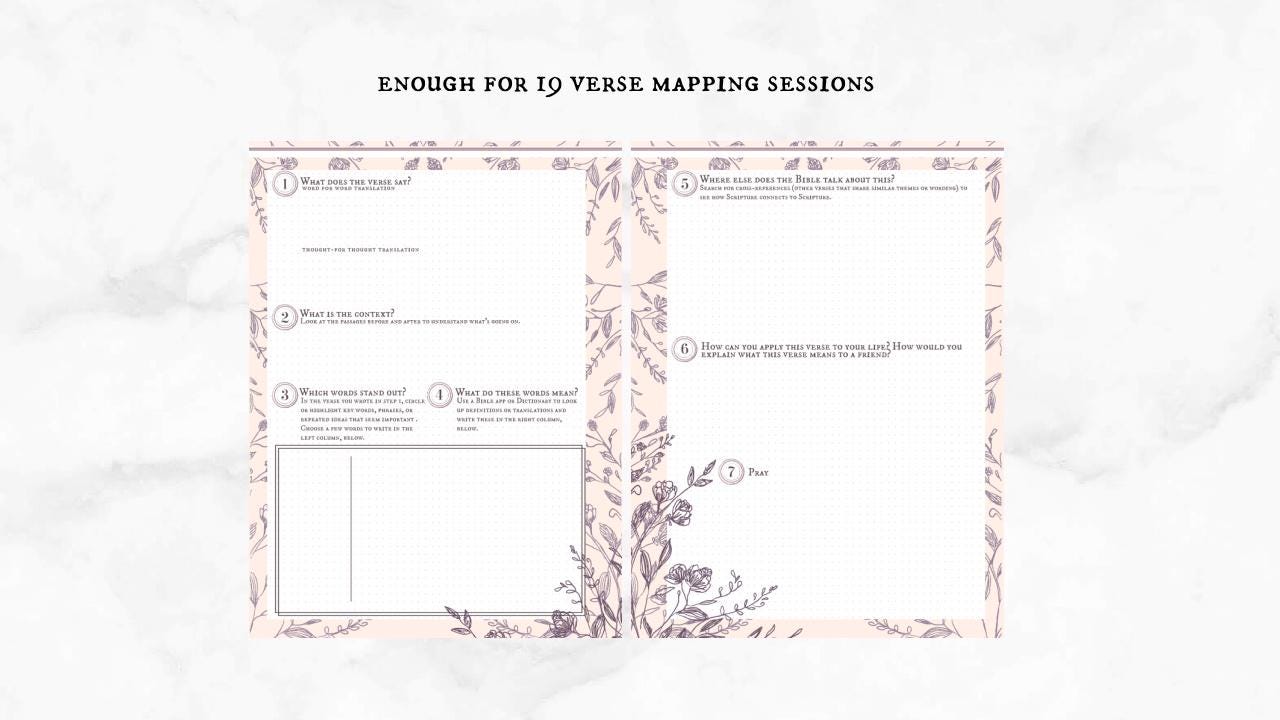 Verse Mapping Beginner Extension Pack, Faith Journal, 22 Printed Pages, Classic Happy Planner, Bible Study, Prayer, Disc, War Binder