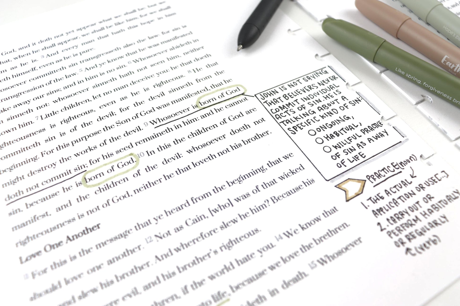 1 John, 2 John, & 3 John Note Taking Extension Pack, KJV, Faith Journal, 9 Printed Pages, Classic Happy Planner, Bible Study, War Binder