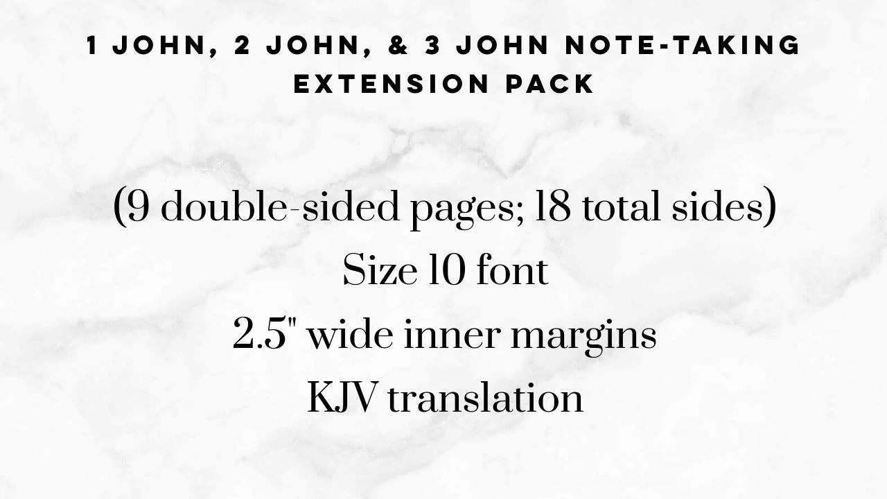 1 John, 2 John, & 3 John Note Taking Extension Pack, KJV, Faith Journal, 9 Printed Pages, Classic Happy Planner, Bible Study, War Binder