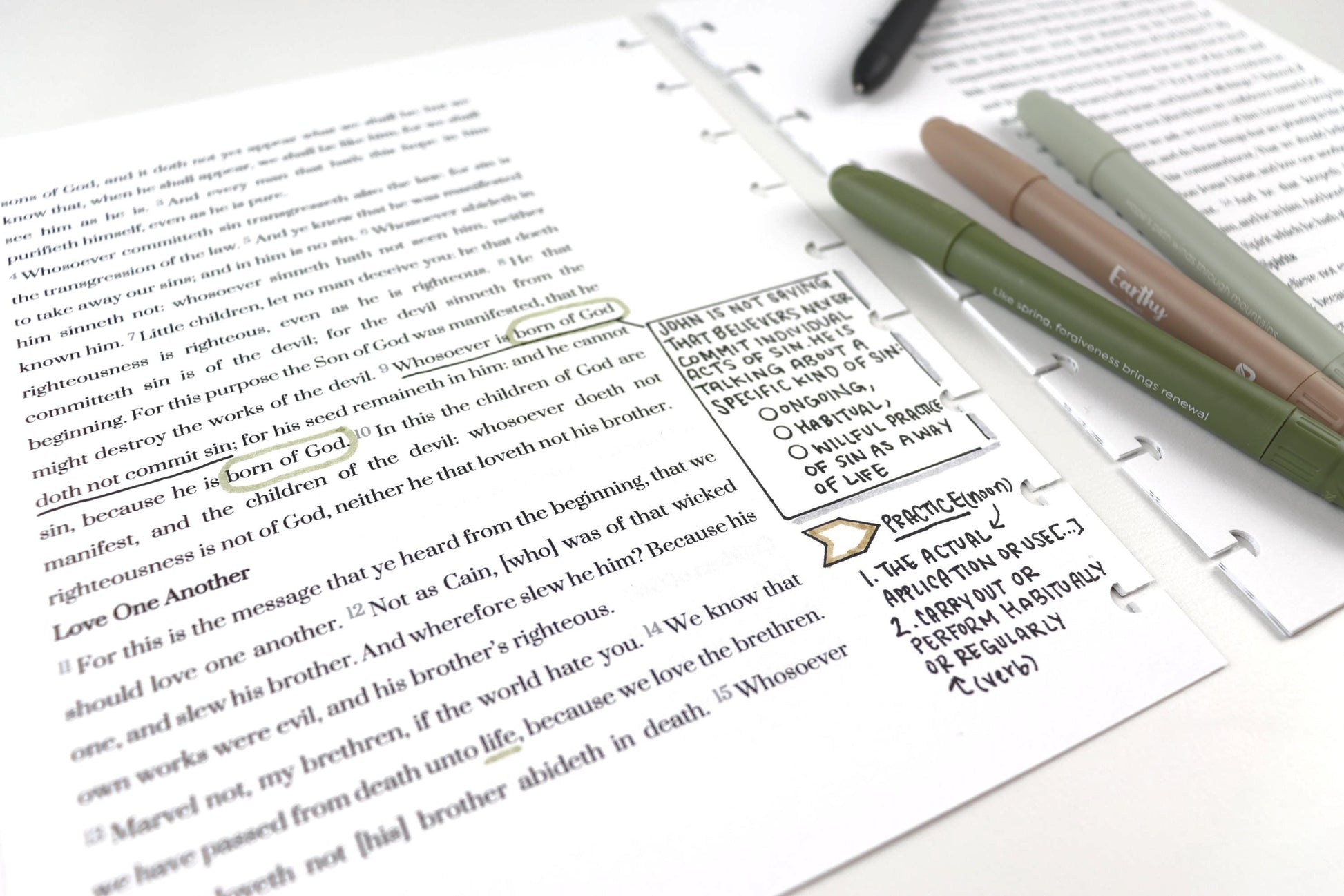 1 John, 2 John, & 3 John Note Taking Extension Pack, KJV, Faith Journal, 9 Printed Pages, Classic Happy Planner, Bible Study, War Binder