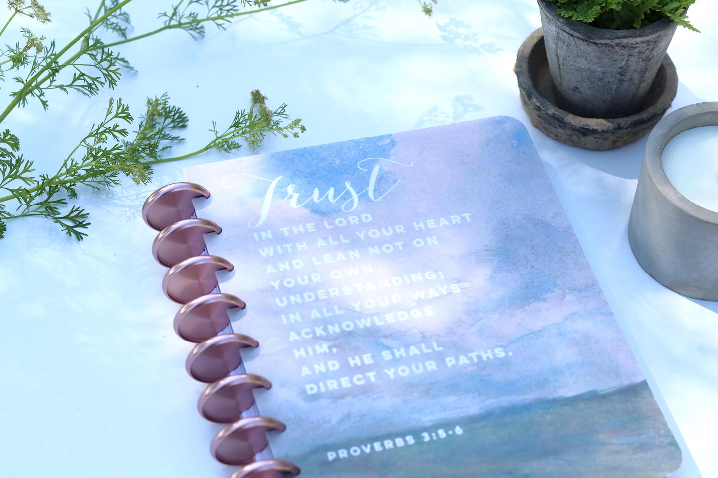 Faith Journal, Deluxe Notebook, Bible Study Gift, Rose Gold Discs, Printed Lined, Notes Pages, Prayer Journal, Book Reading, Happy Planner