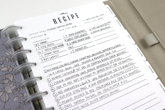 11 Short Recipe Pages, 22 Recipes, Recipe Journal, Meal Planner, Recipe Book, Cook Book Binder, Classic Happy Planner, Gift, Birthday, Wife