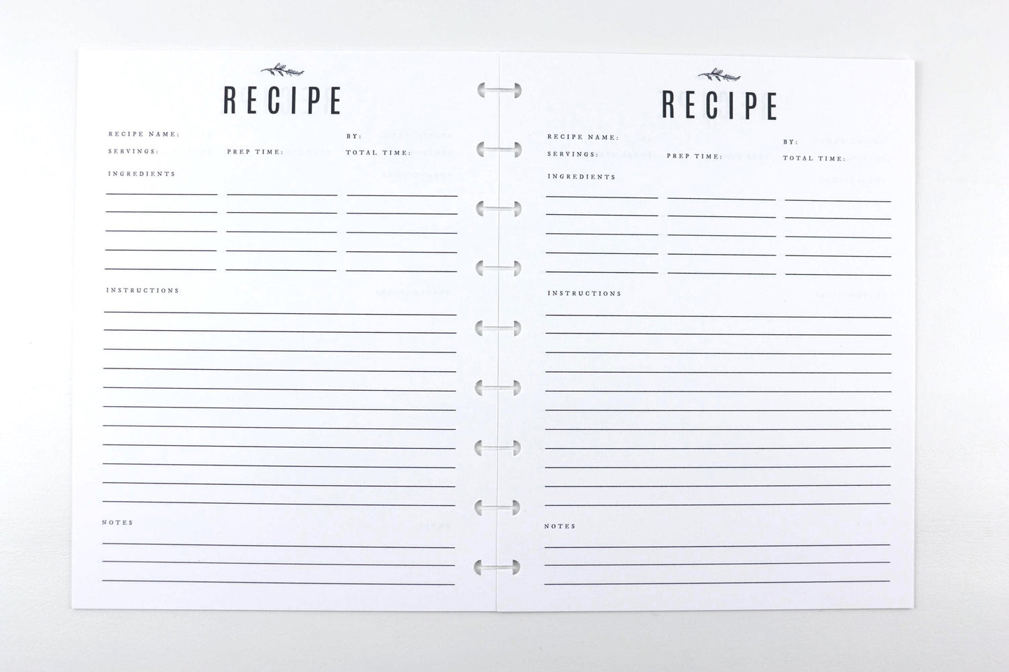 11 Short Recipe Pages, 22 Recipes, Recipe Journal, Meal Planner, Recipe Book, Cook Book Binder, Classic Happy Planner, Gift, Birthday, Wife