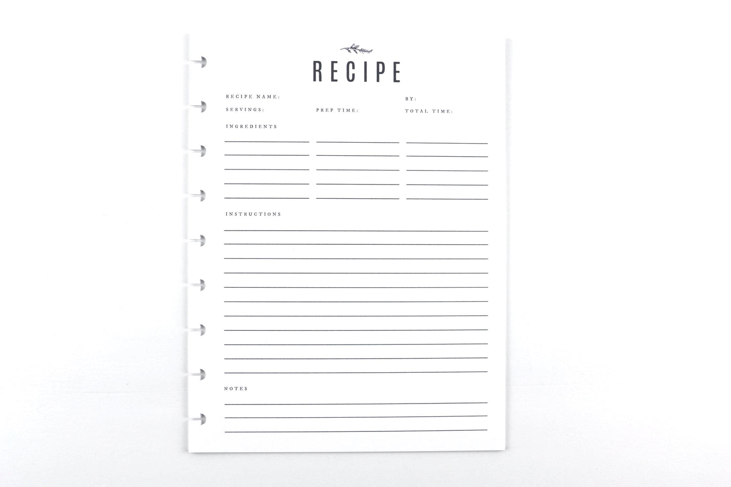 11 Short Recipe Pages, 22 Recipes, Recipe Journal, Meal Planner, Recipe Book, Cook Book Binder, Classic Happy Planner, Gift, Birthday, Wife