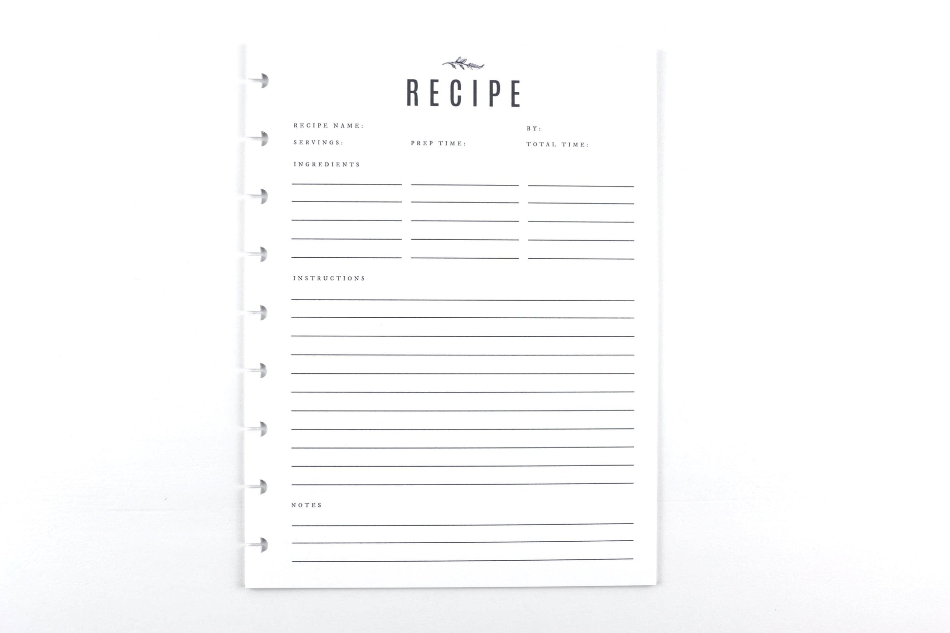 11 Short Recipe Pages, 22 Recipes, Recipe Journal, Meal Planner, Recipe Book, Cook Book Binder, Classic Happy Planner, Gift, Birthday, Wife