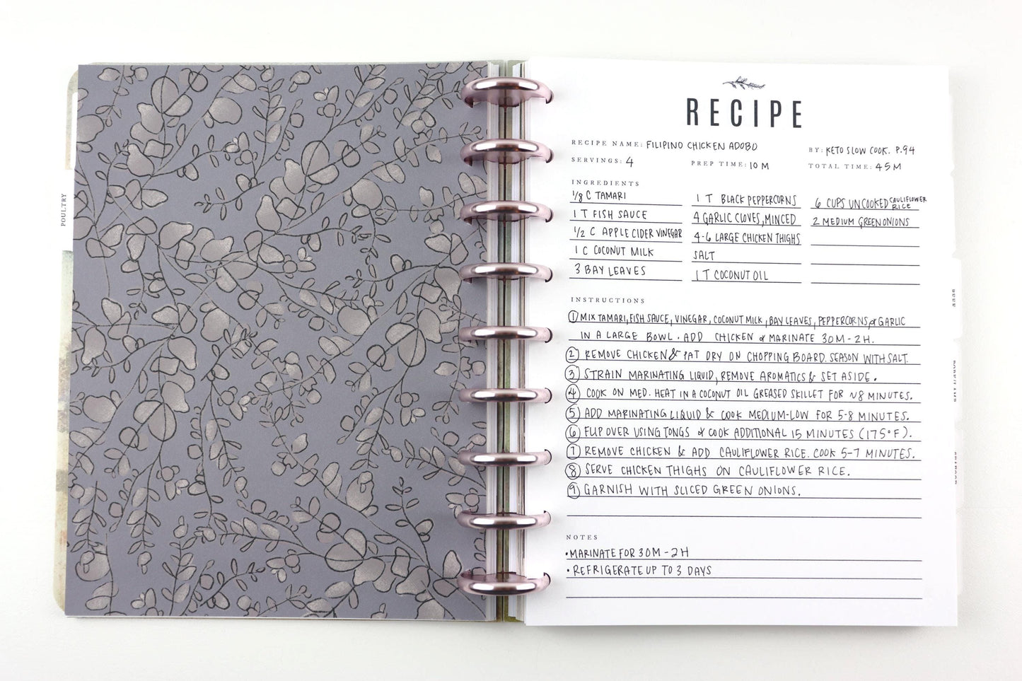 Recipe Journal, 2026 Meal Planner, 70 Pages, Recipe Book, Cook Book Binder, Classic Happy Planner, Mother's Day Gift, Birthday, Wife