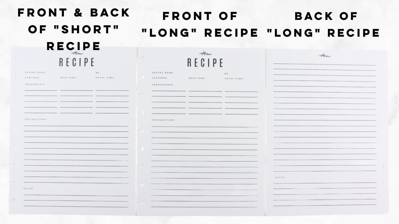 Recipe Journal Extension Pack, 51 Pages + 12 Optional Dividers, 2026 Meal Planner Calendars, Recipe Binder, Cook Book, Classic Happy Planner