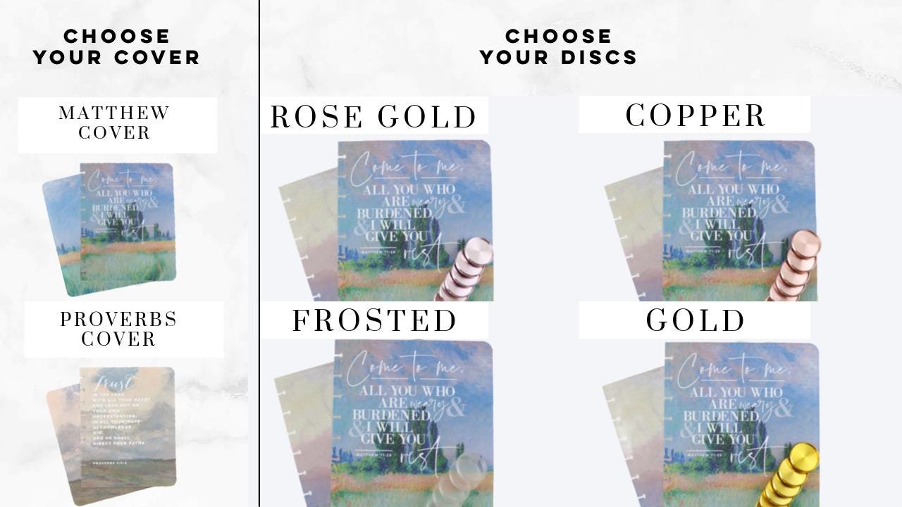 2027 Faith Planner (Matthew Design), Rose Gold, Copper, Gold, or Frosted Discs, Bible Study, Christian Planner, War Binder, Faith Journal