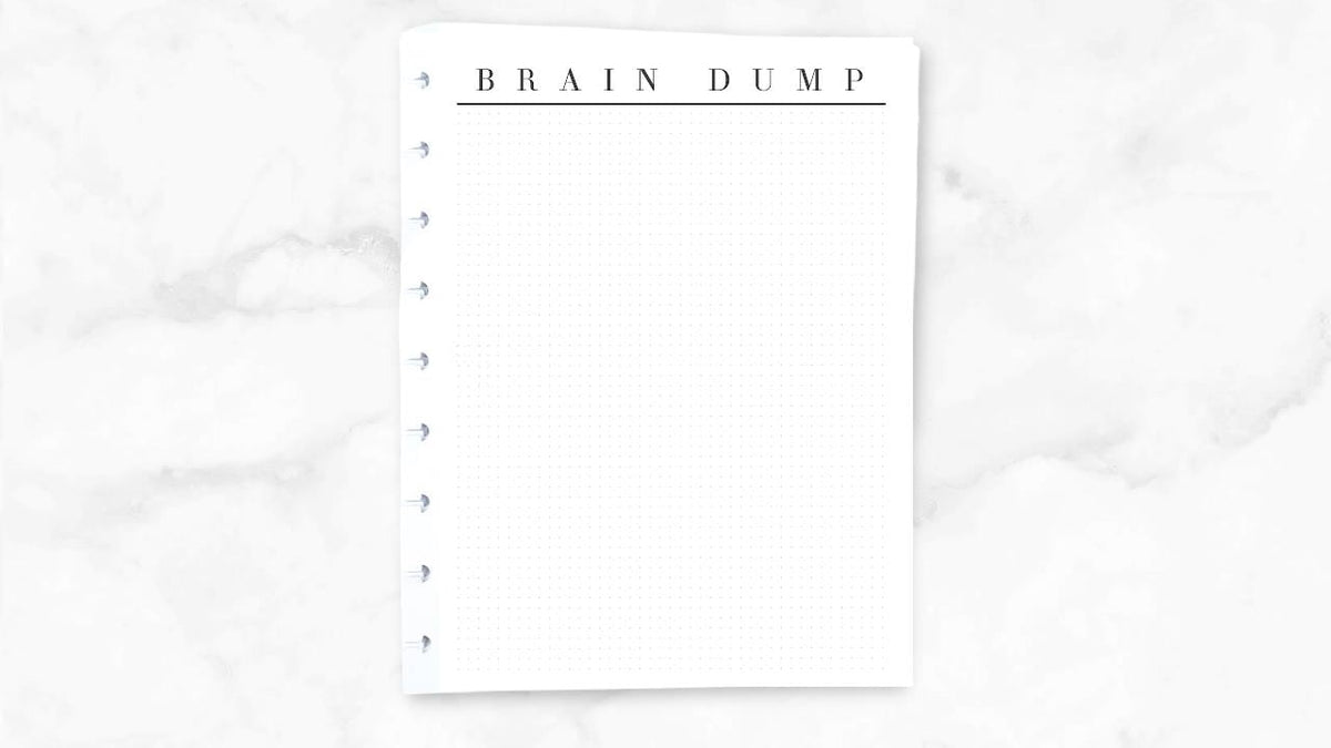 11 Brain Dump Pages, Double-sided, Classic Happy Planner, Dot Grid Pattern, Disc, Minimalist
