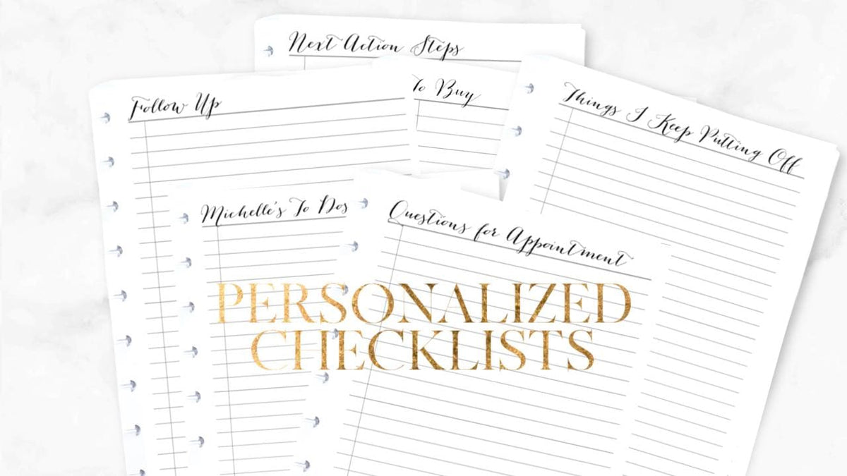 11 Personalized Checklist Pages, Double-sided, Classic Happy Planner, To Do List, Disc, Minimalist