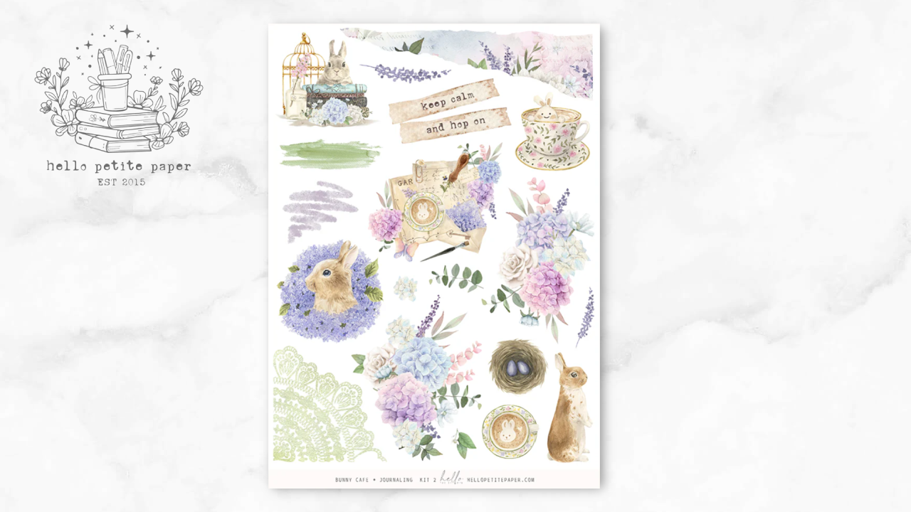 Bunny Cafe - Journaling Sticker Kit | LOW INVENTORY | planner stickers by Hello Petite Paper