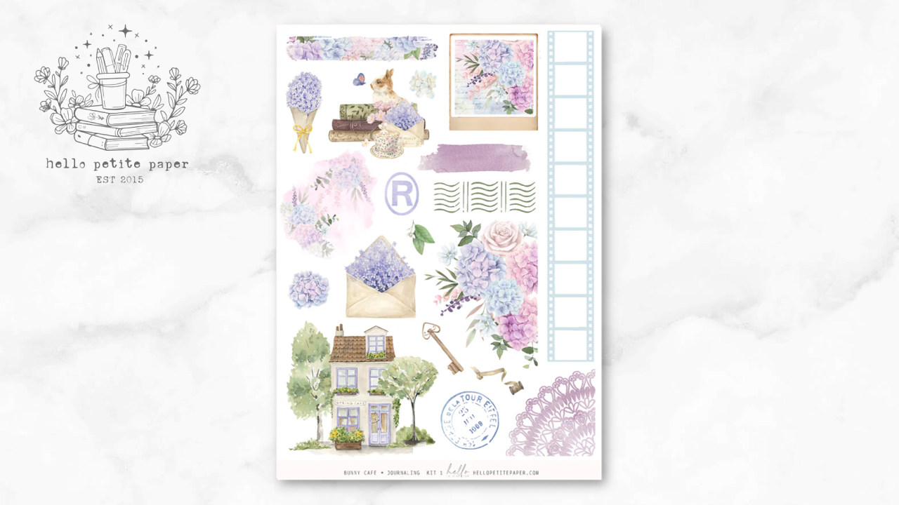 Bunny Cafe - Journaling Sticker Kit | LOW INVENTORY | planner stickers by Hello Petite Paper