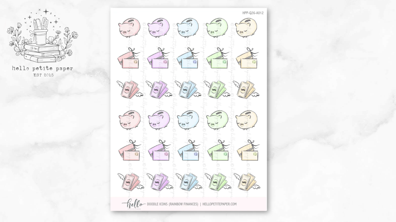 Finance / Budget Doodle Icon Functional Stickers | LOW INVENTORY | hand-drawn planner stickers by Hello Petite Paper