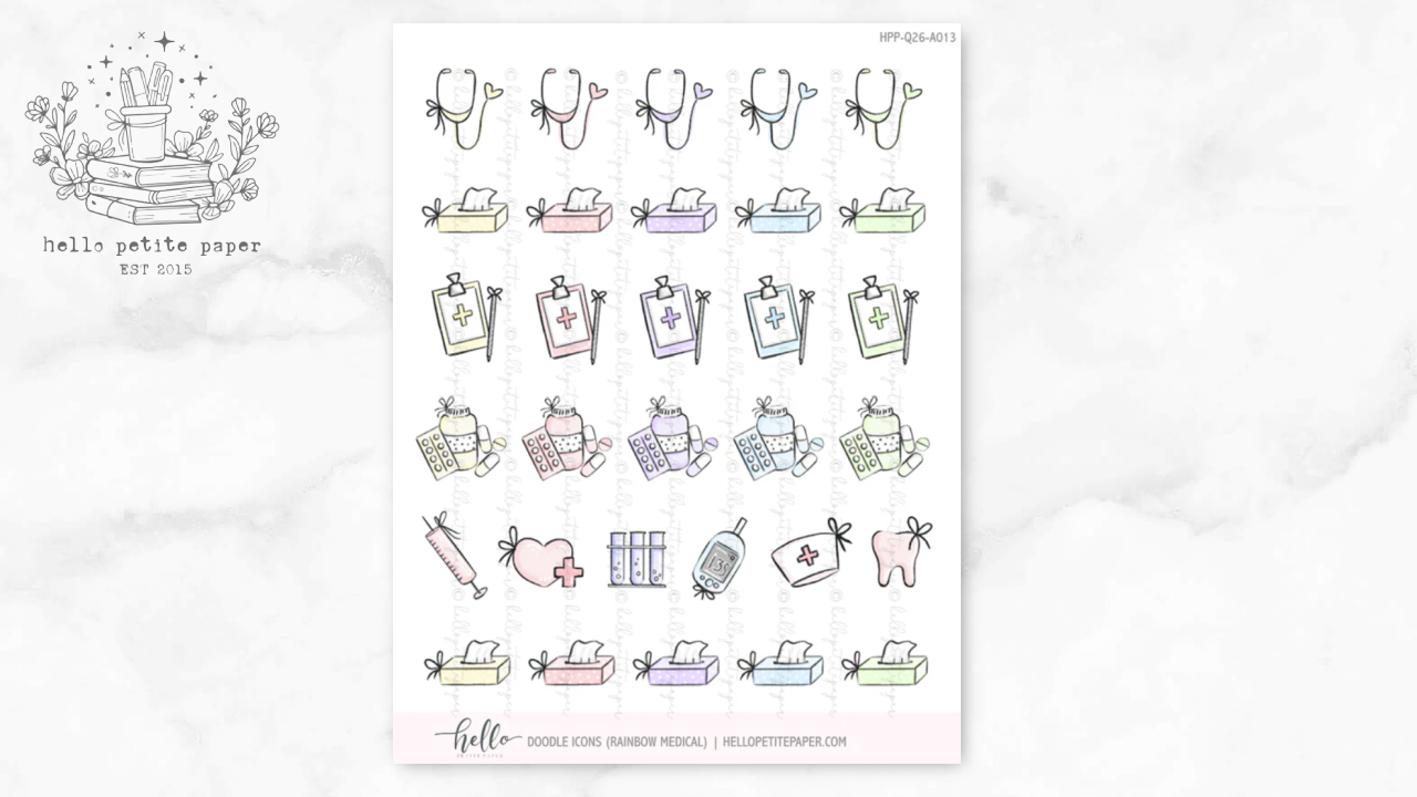 Medical Doodle Icon Functional Stickers | LOW INVENTORY | hand-drawn planner stickers by Hello Petite Paper