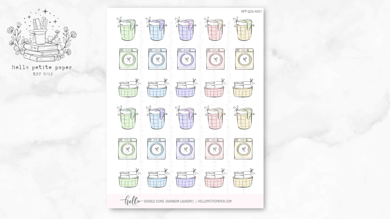 Laundry Doodle Icon Functional Stickers | LOW INVENTORY | hand-drawn planner stickers by Hello Petite Paper