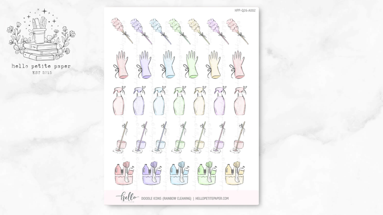Cleaning Doodle Icon Functional Stickers | LOW INVENTORY | hand-drawn planner stickers by Hello Petite Paper