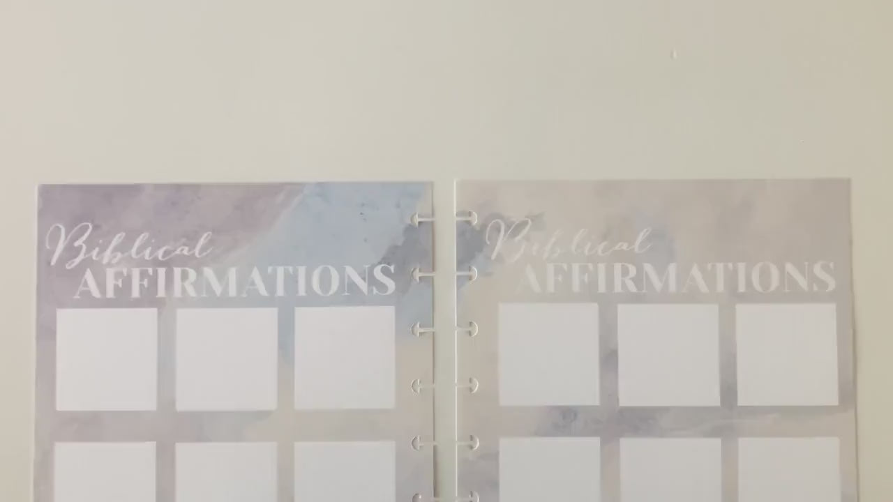 Biblical Affirmations Extension Pack, Faith Journal, 11 Printed Pages, Classic Happy Planner Size, Disc, War Binder, 198 Boxes