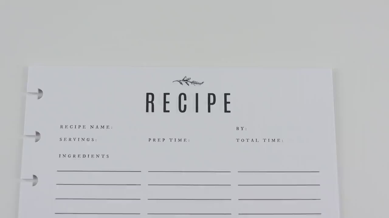 11 Short Recipe Pages, 22 Recipes, Recipe Journal, Meal Planner, Recipe Book, Cook Book Binder, Classic Happy Planner, Gift, Birthday, Wife